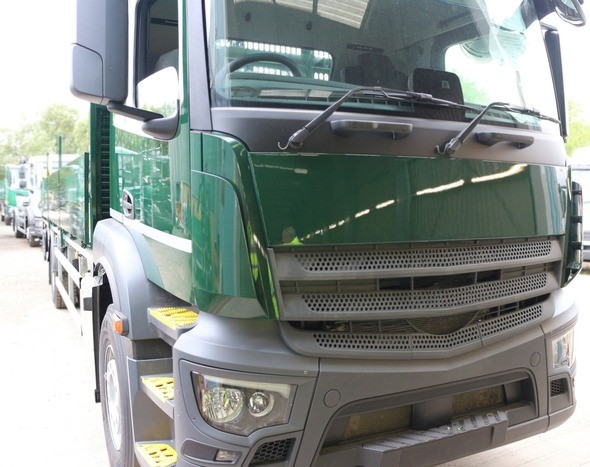 Green truck form the front