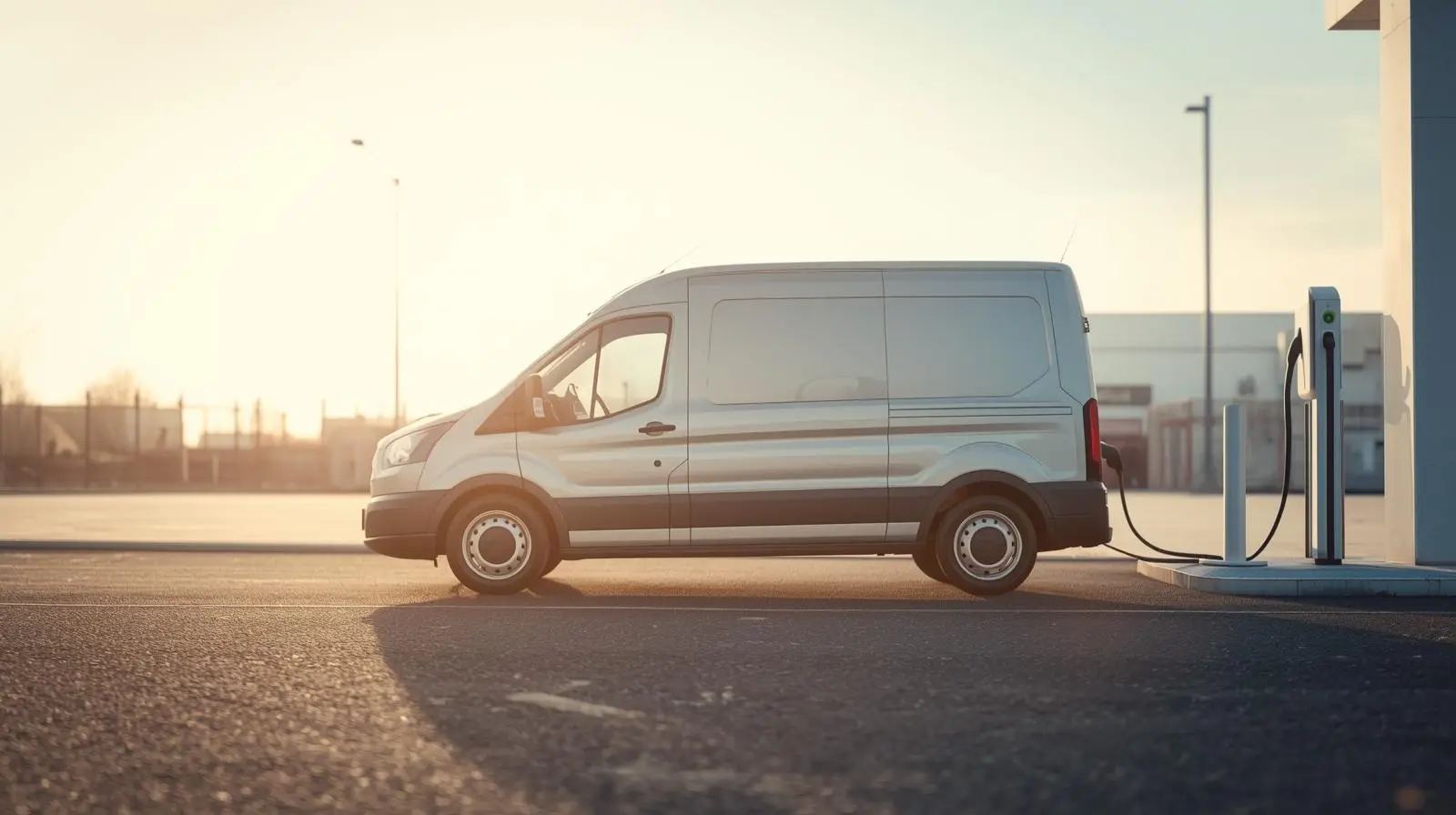 Electric van on charge